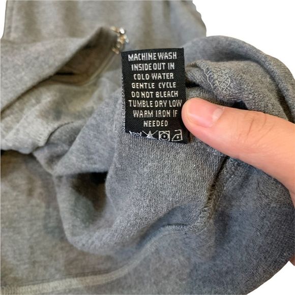 bcbg max azria gray zip up hooded rhinestone studded track jacket - Picture 6 of 7